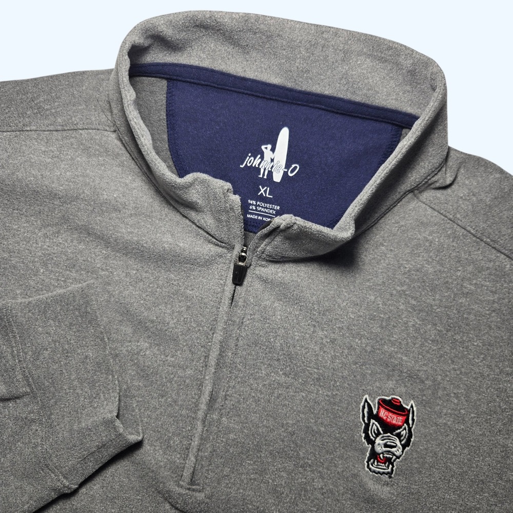 Johnnie O NC State Wolfpack 1/4 Zip Pullover Meteor Gray Mens XL JMKO1410 NCAA